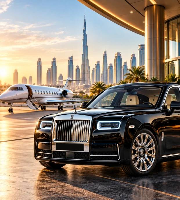 Luxury departure at golden hour