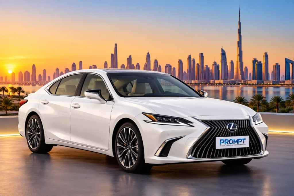 Lexus Sedan at Dubai Sunset
