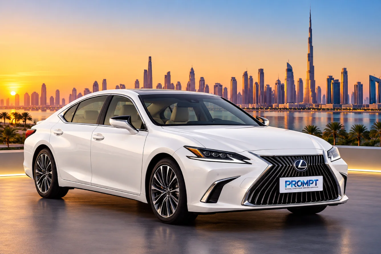Lexus Sedan at Dubai Sunset