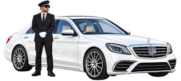 Black chauffeur-driven sedan